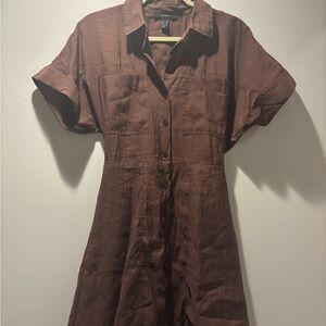 Cinch Waist Button-Up Dress